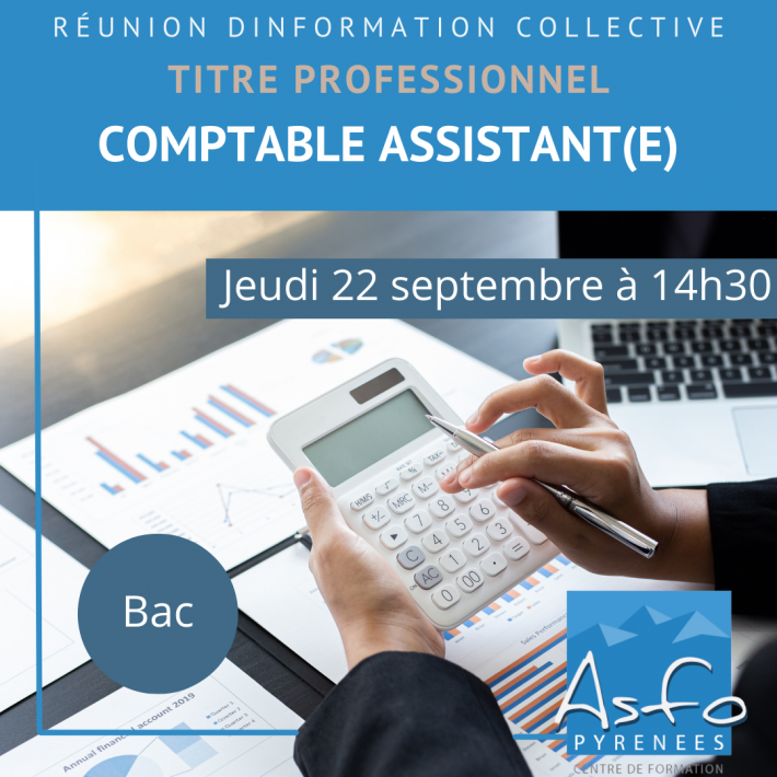 Réunion d’information collective Titre Pro « Comptable Assistant(e) » Jeudi 22 septembre 2022 à 14h30